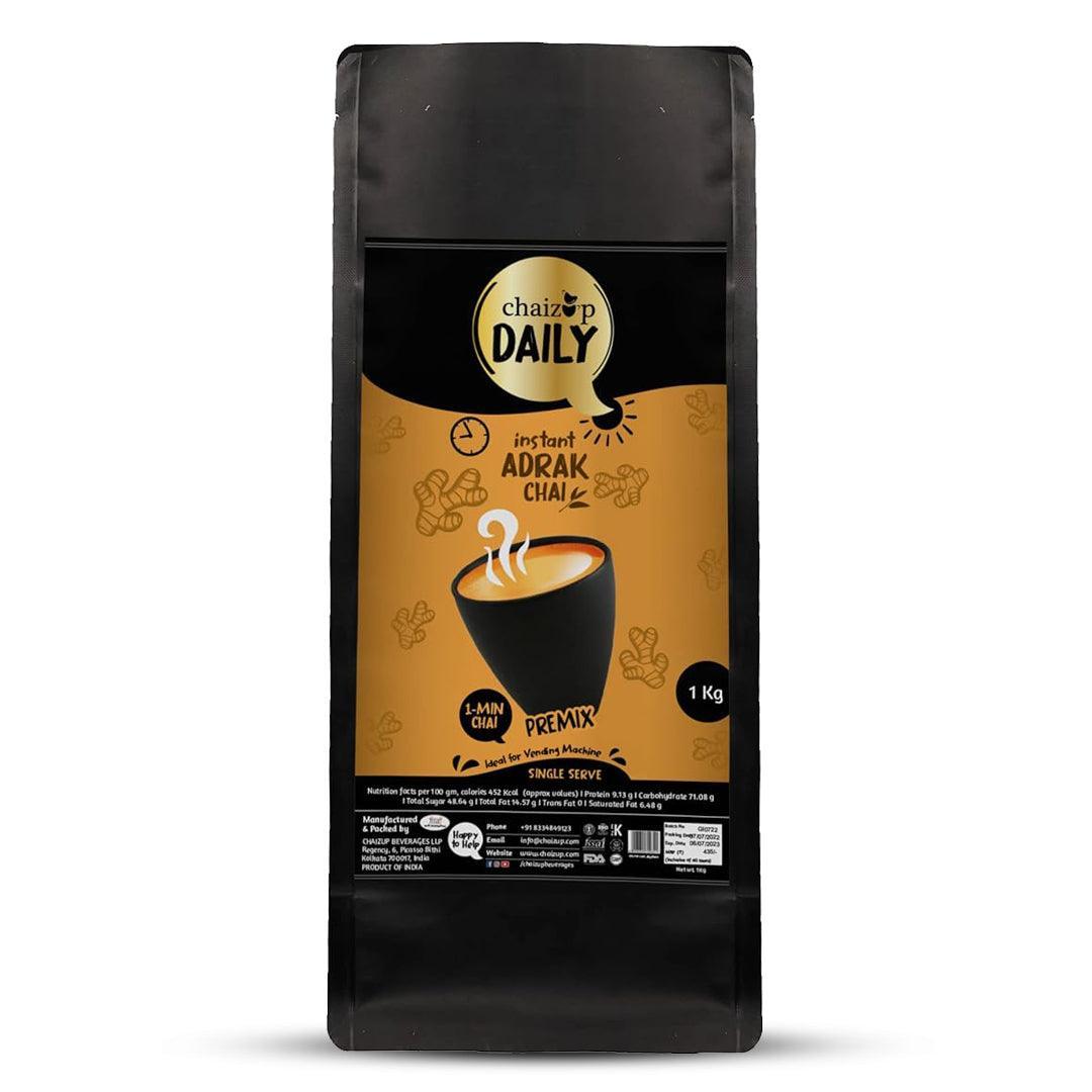 Chaizup Daily 1 Min Instant Adrak Tea Premix - 1kg Poly | Adrak Flavours | Approx. 72 Servings | 1kg